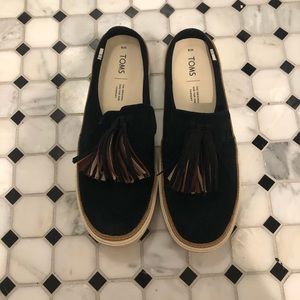 Black Suede Tom Slide On Shoes